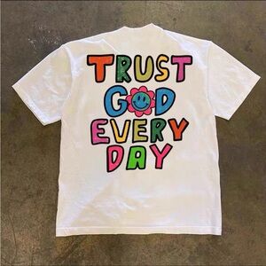 White Graphic Tee - Trust God Every Day